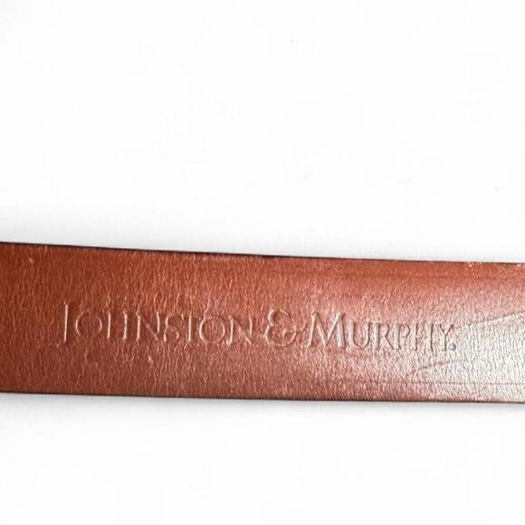 Johnston & Murphy Italian Calfskin Leather Belt Size 42 Tan Brown Croc Embossed - Picture 5 of 8